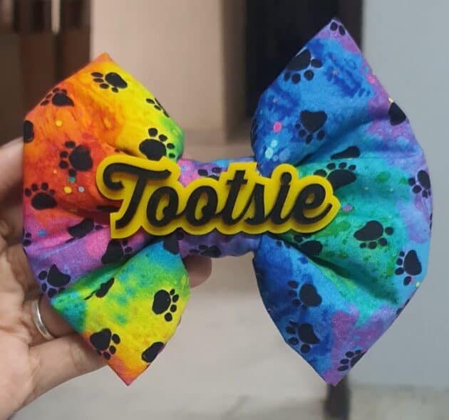 Rainbow Paw print Custom Bow