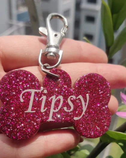 Pinky Glitter Name Tag
