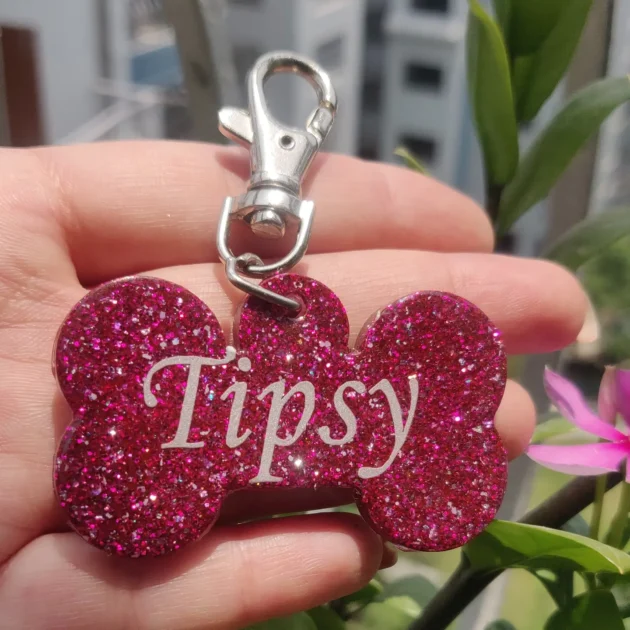 Pinky Glitter Name Tag