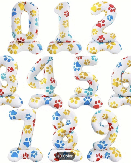 Paw Print Number Balloon